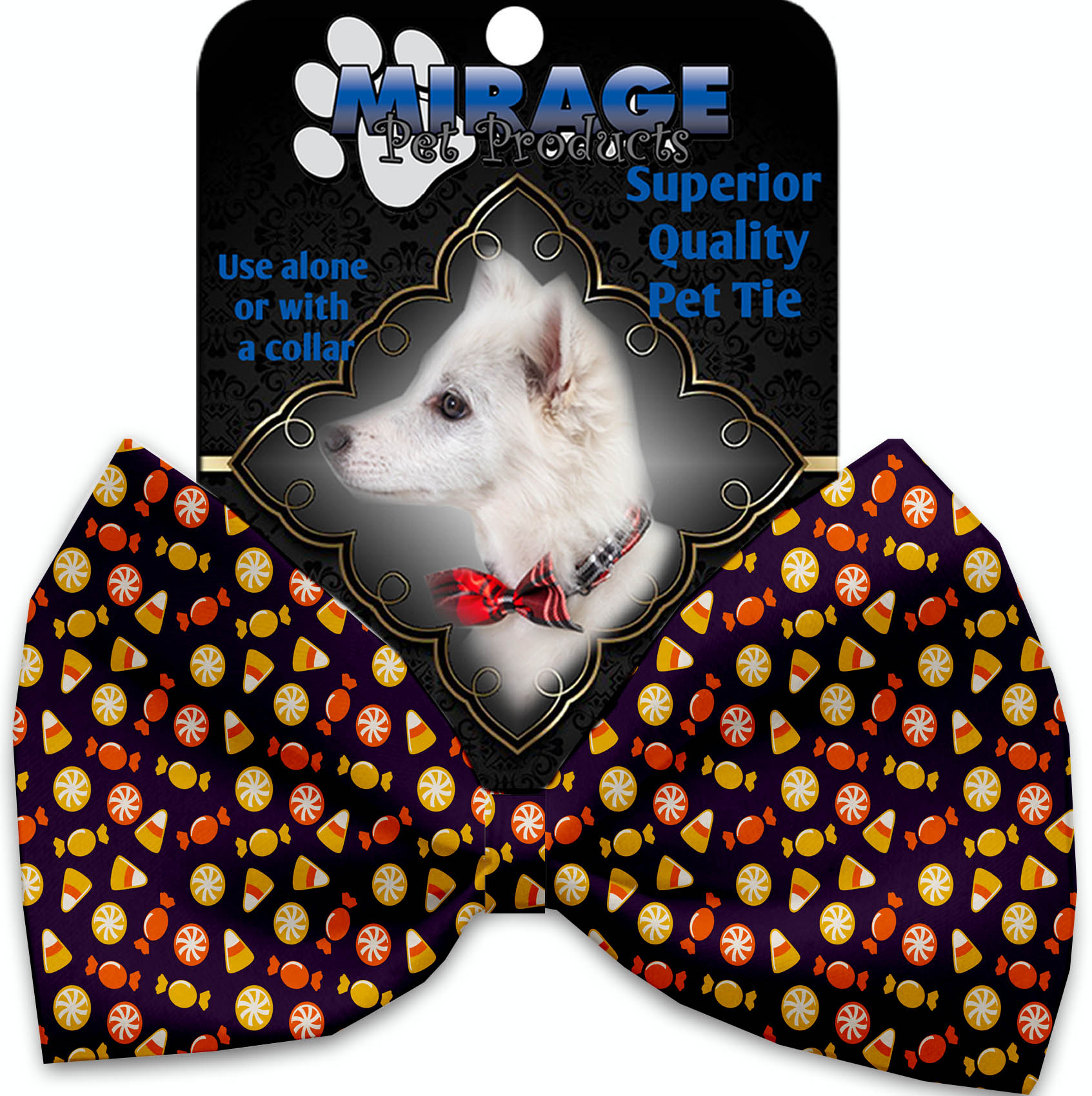 Halloween Candy Confetti Pet Bow Tie Collar Accessory with Velcro